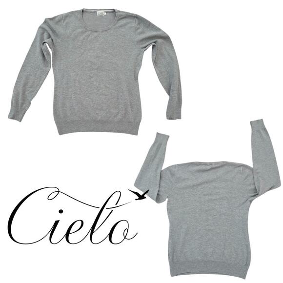 Cielo Gray Pullover Women's Crew Neck Sweater Size Large - Picture 4 of 4